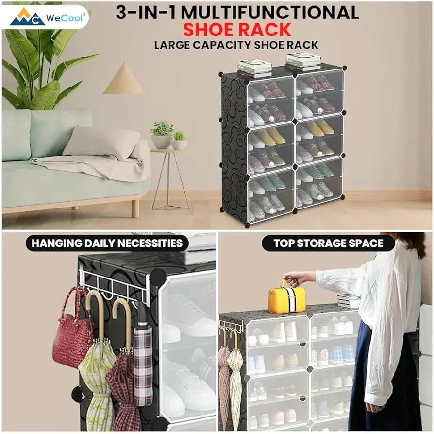 Generic 12-Layer Shoe Cabinet with Hooks for Entryway - image 3