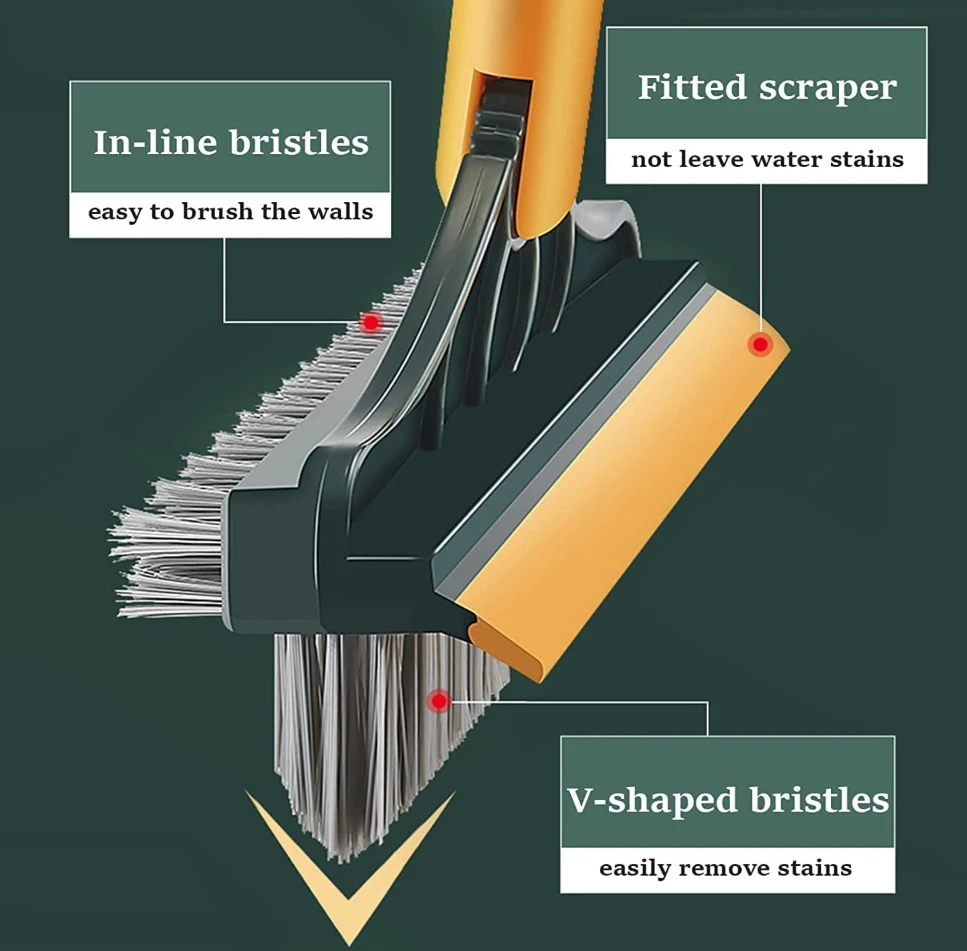 Generic 3-in-1 Tile Cleaning Brush Rotating Head Wiper