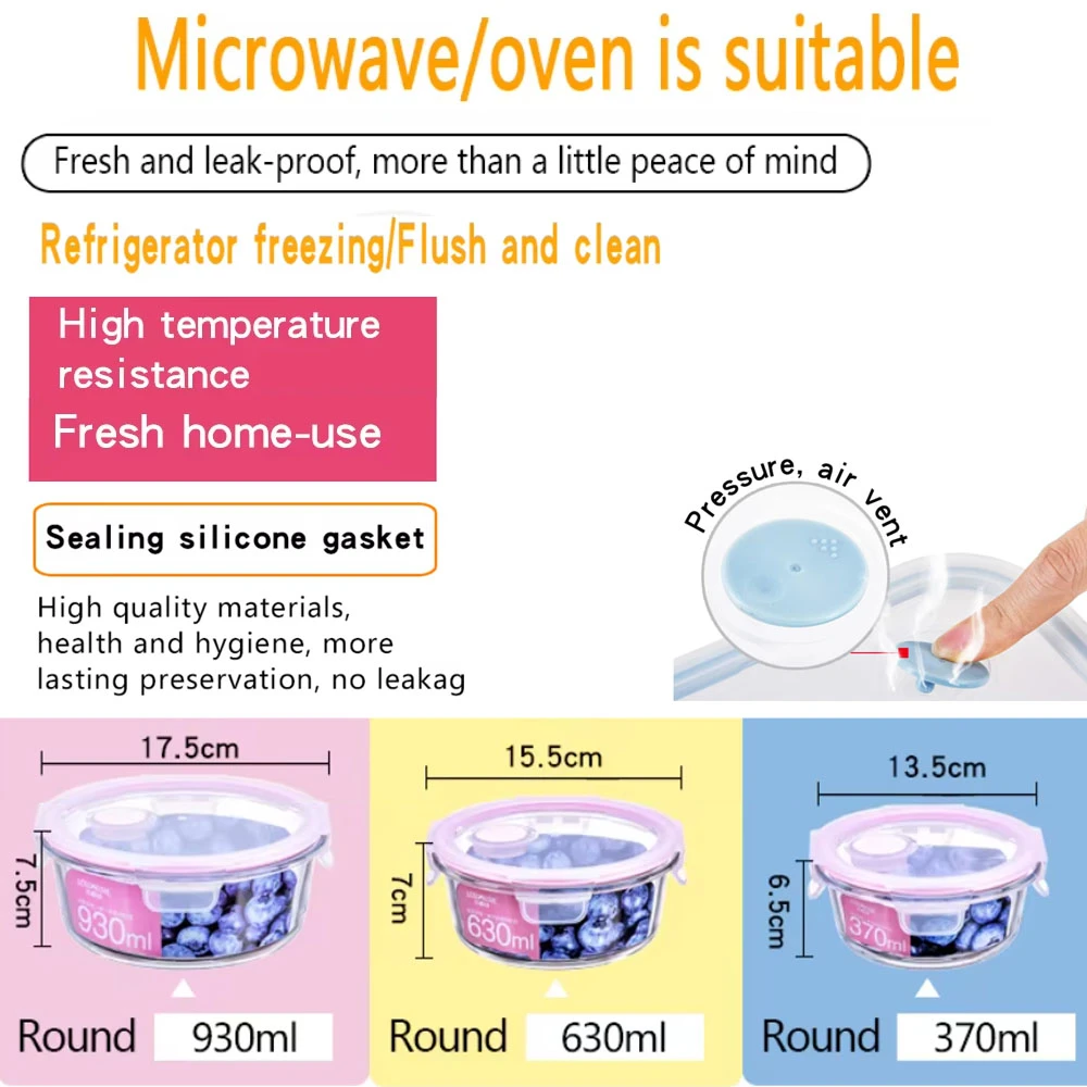 Generic 3Pcs Glass Bowl Oven Microwave Safe Lid - image 4