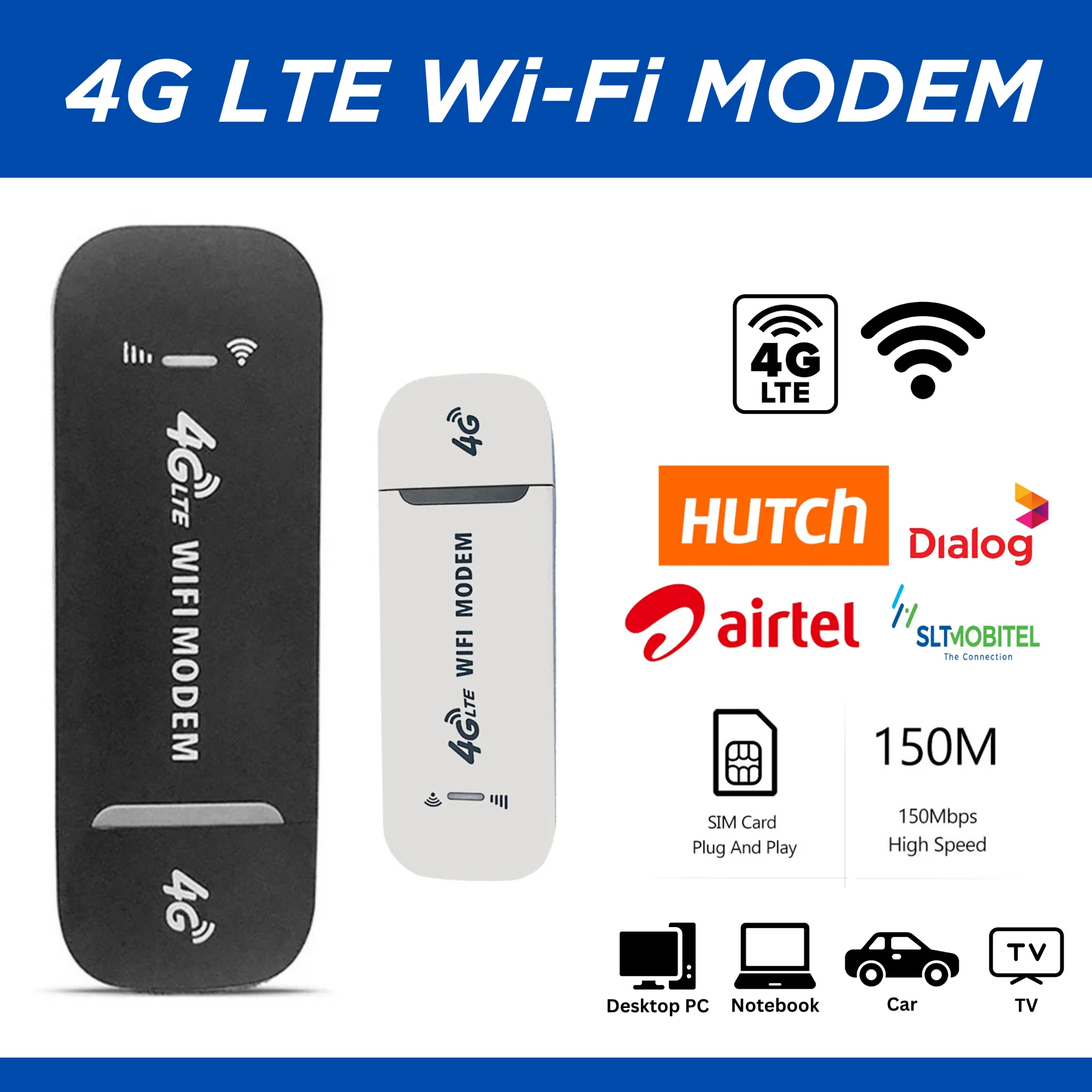 4G LTE WiFi USB Modem Router All SIM Support 150mpbs