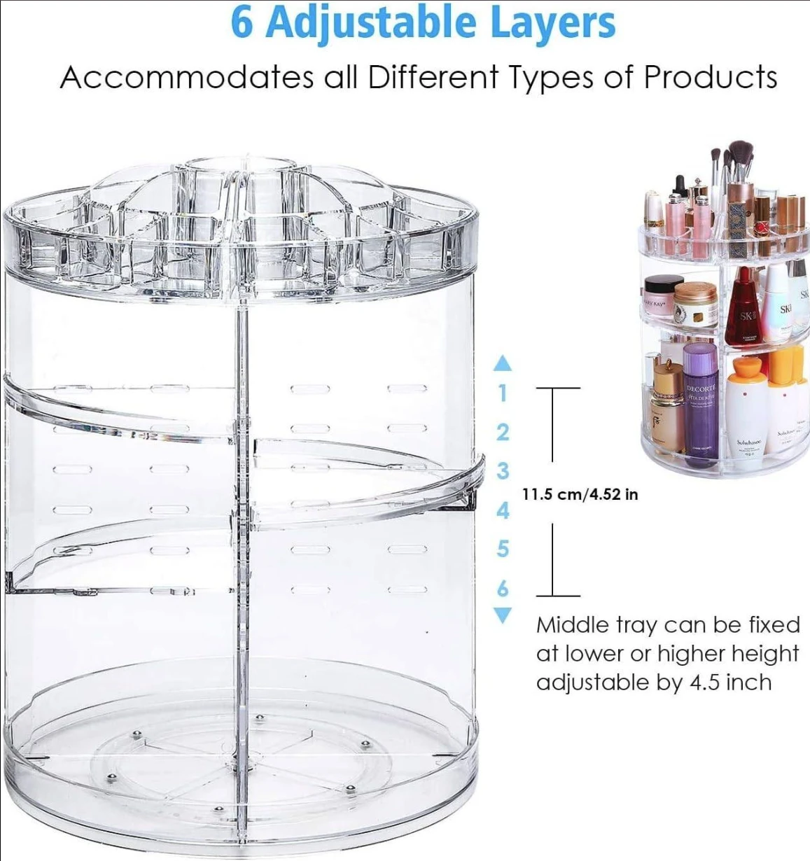 Generic Diamond Pattern Rotary Cosmetic Organizer - image 3