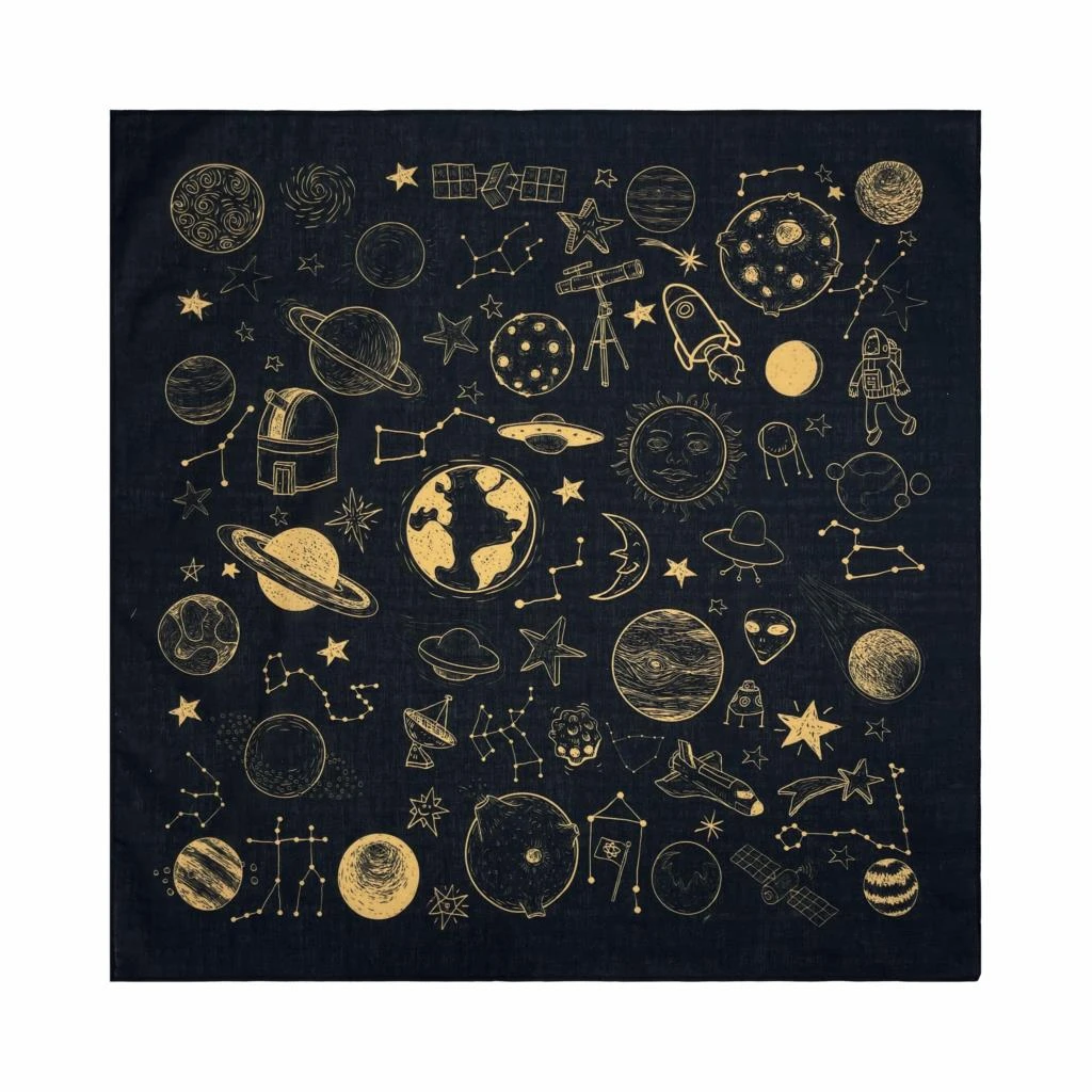 XIOLINE Glow-in-the-Dark Space Yellow Bandana Cosmic
