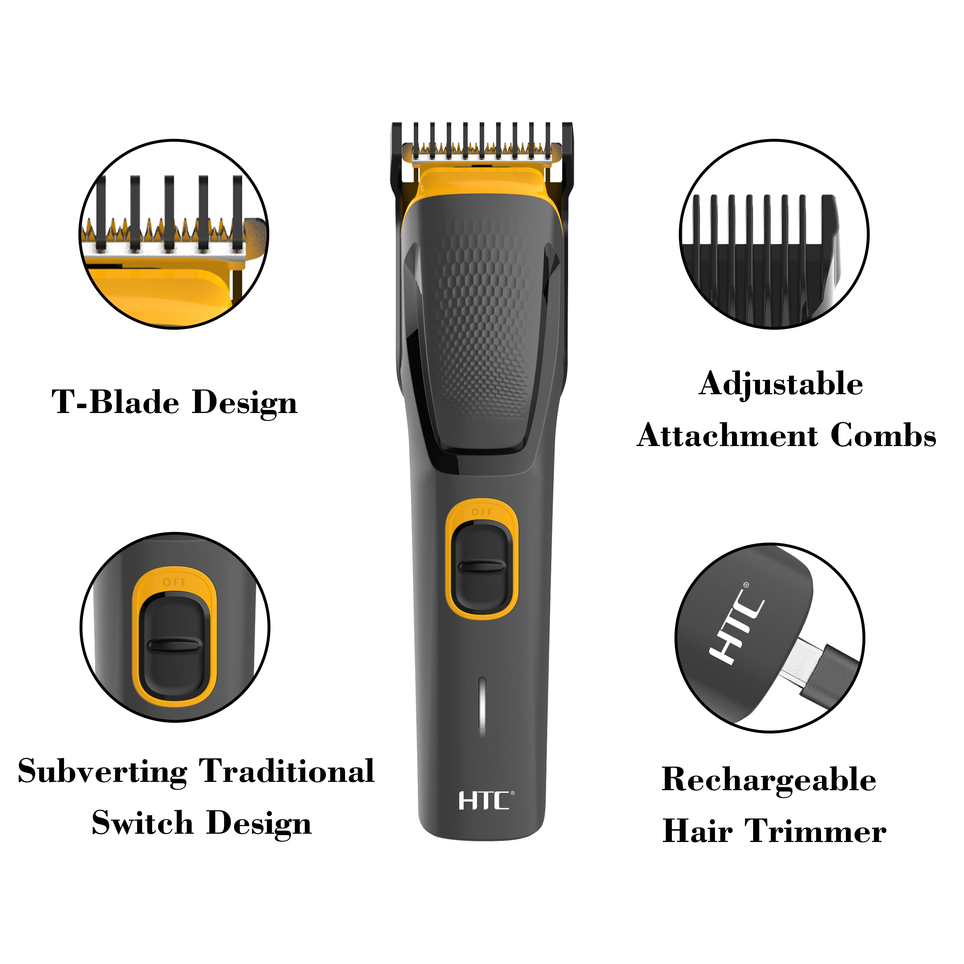 HTC AT-509 Rechargeable Cordless Men Beard Hair Trimmer - image 2
