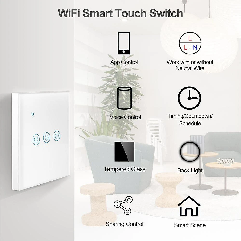 2 Gang Tuya WiFi Smart Switch Touch App Control - image 3
