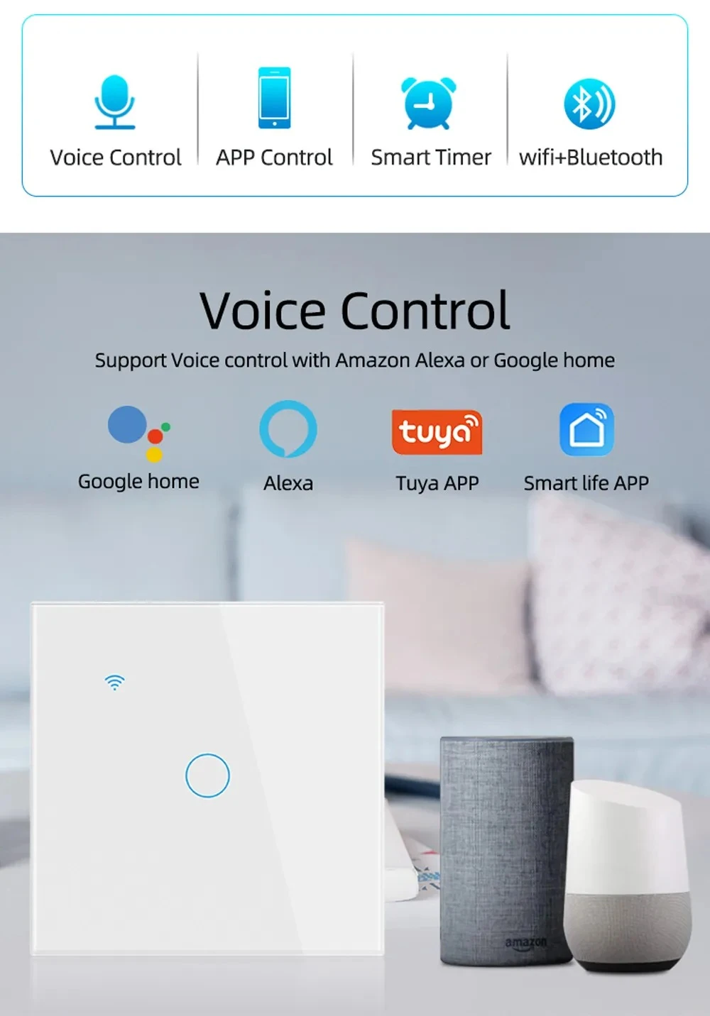 2 Gang Tuya WiFi Smart Switch Touch App Control - image 6