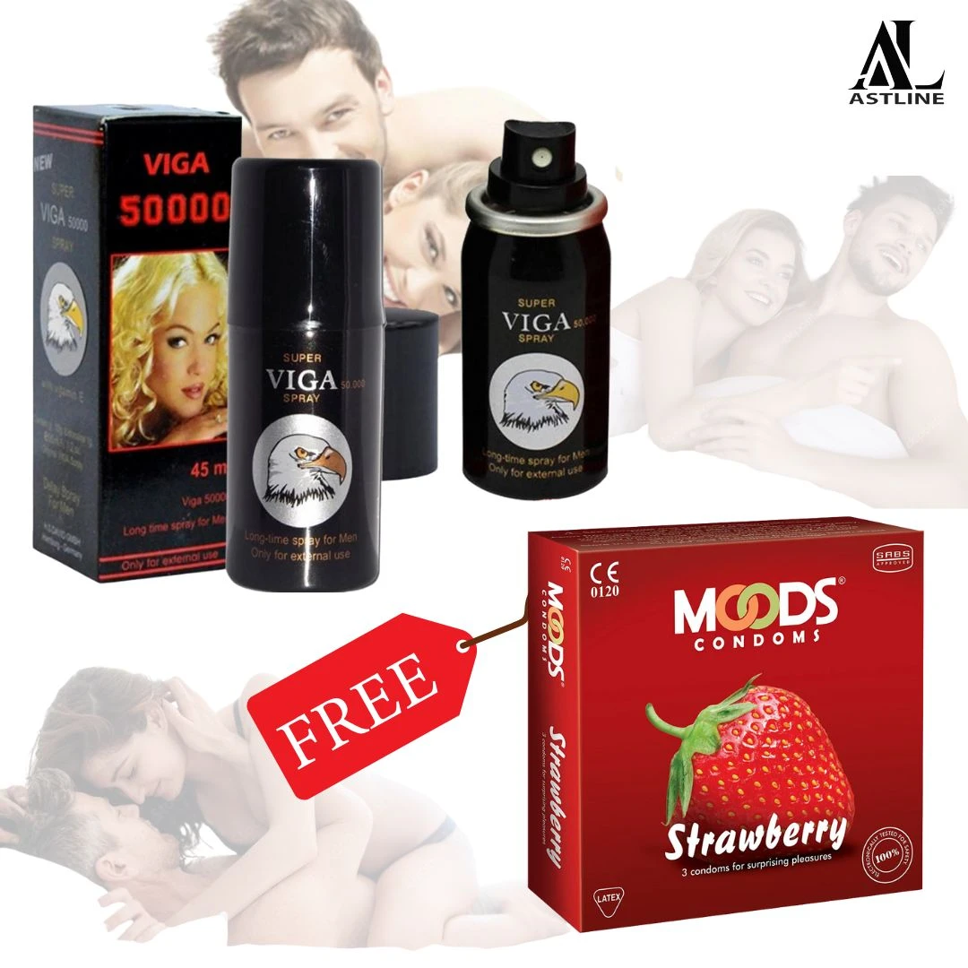 Viga Delay Spray & Moods Strawberry Flavored Condoms - image 4