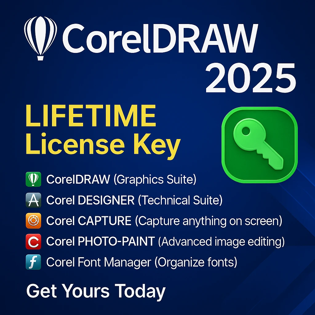 CorelDRAW 2025 Genuine LIFETIME License 1PC