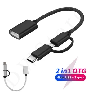 Generic 2 in 1 OTG Adapter Cable USB To Micro USB Type C