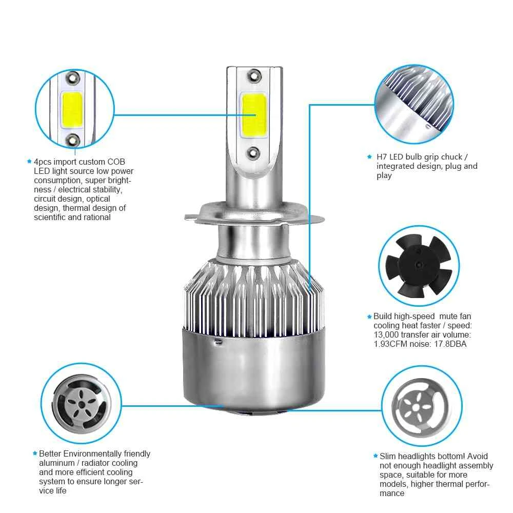 Generic C6 2Pcs LED Head Light High/Low Beam - image 6