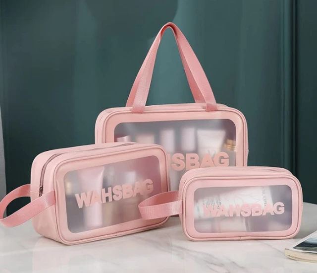 Generic 3 Pcs Travel Wash Bag Set Clear Organizer