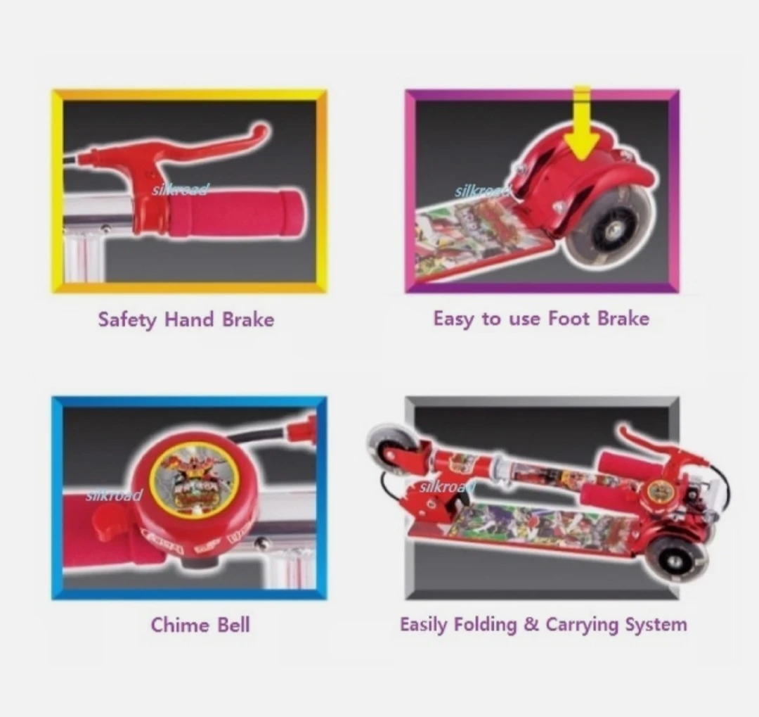 Kids Foldable Kick Scooter with Hand Brake & Bell - image 4