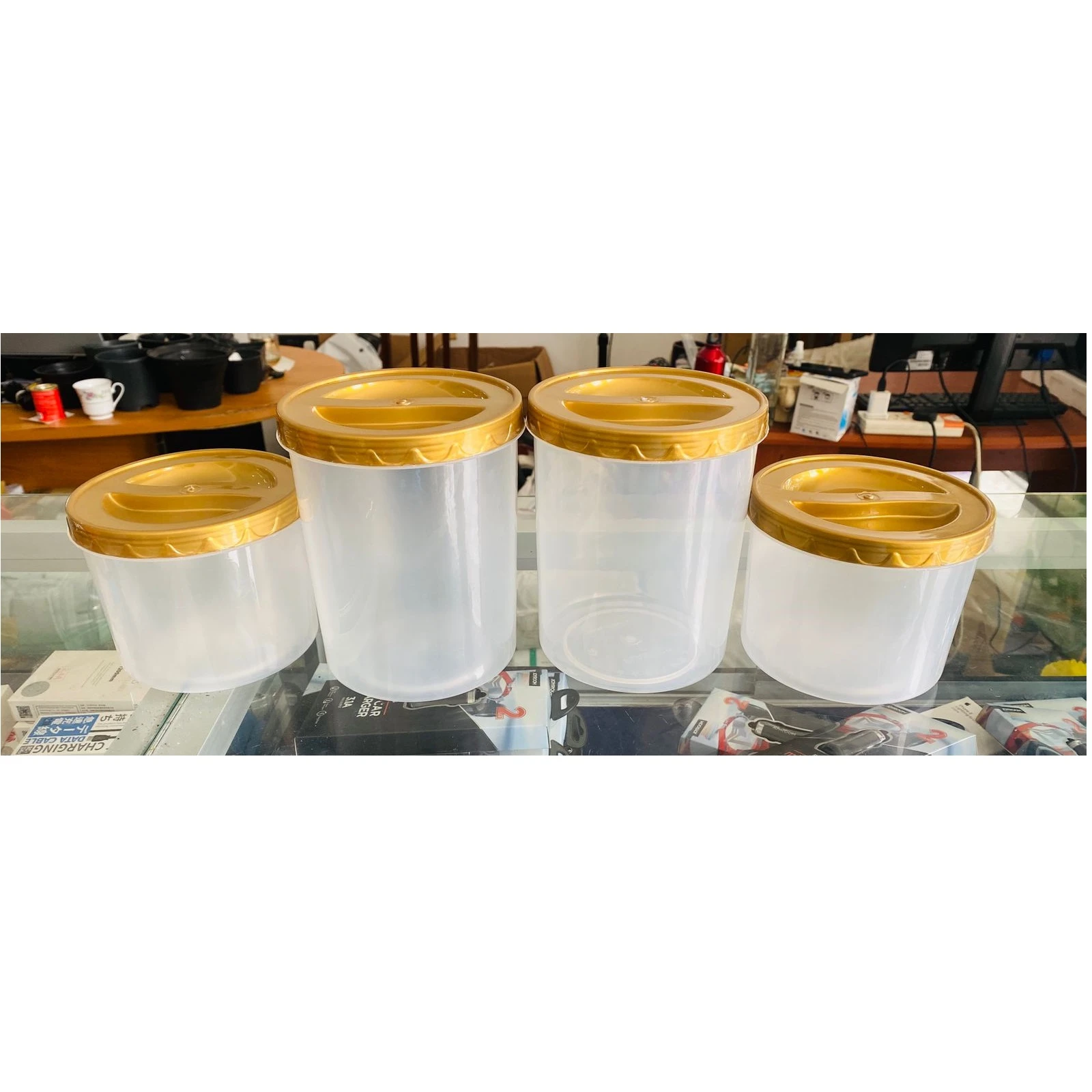 Gold 4 Pcs Jar Set Large Airtight Food Storage - image 5