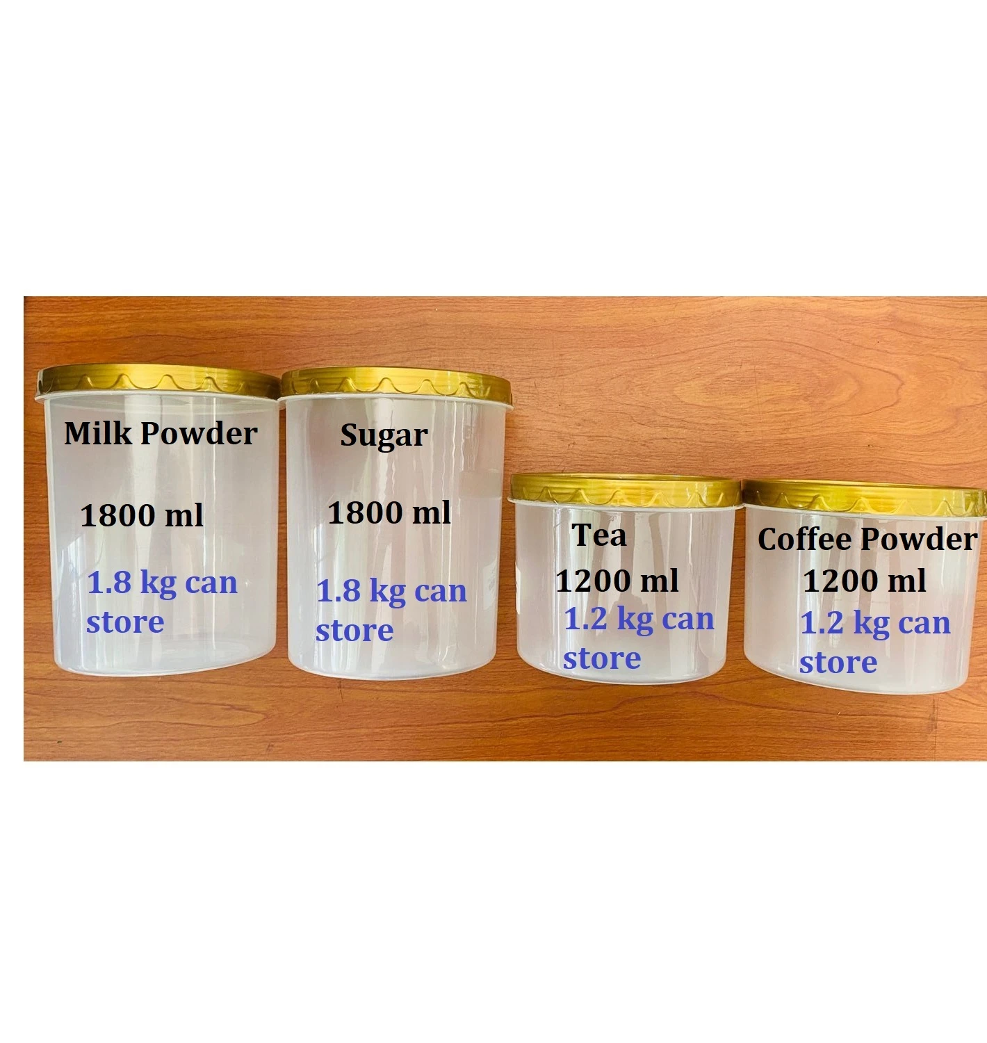Gold 4 Pcs Jar Set Large Airtight Food Storage - image 2