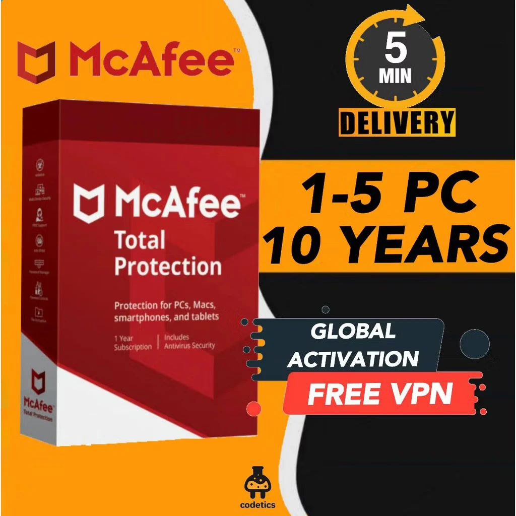 McAfee Total Protection 2025 5PC 10-YR Software