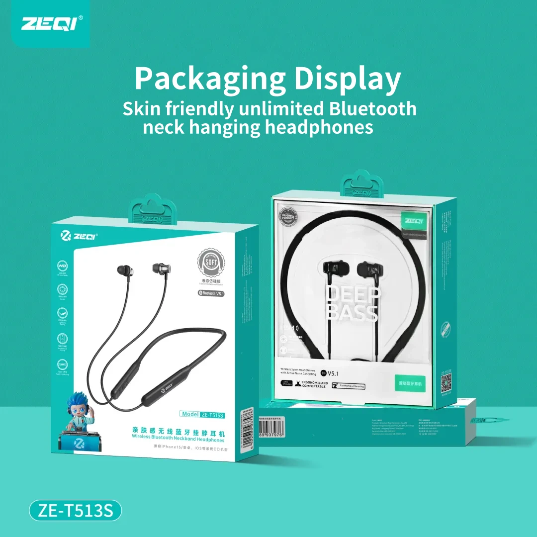 ZEQI Wireless Bluetooth Neck Hanging Headphones