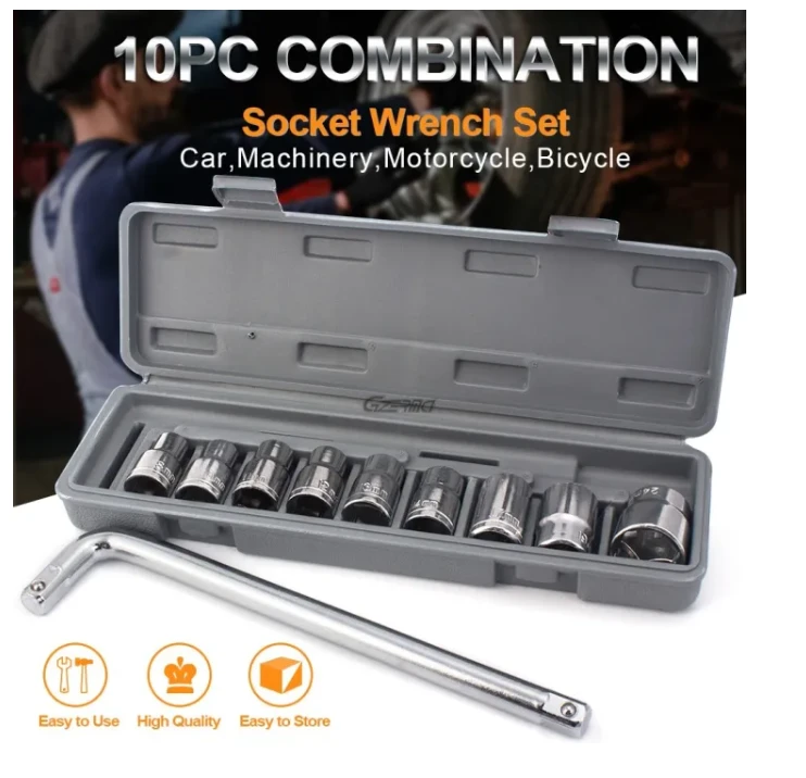 Generic 10 Pcs Socket Wrench Tool Kit
