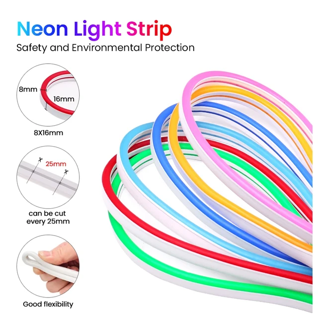 Generic 12V DC Neon Strip Light 1m IP65 Waterproof - image 2
