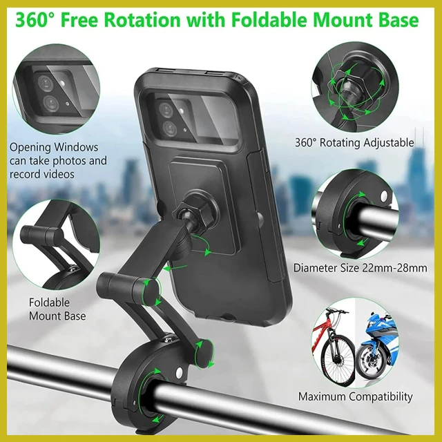 Generic Motorcycle Phone Mount 360° Adjustable Waterproof - image 3