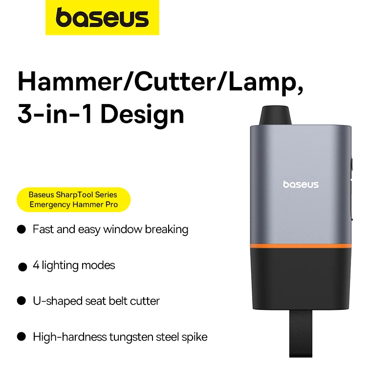 Baseus Car Safety Hammer Glass Breaker Seatbelt Cutter - image 2