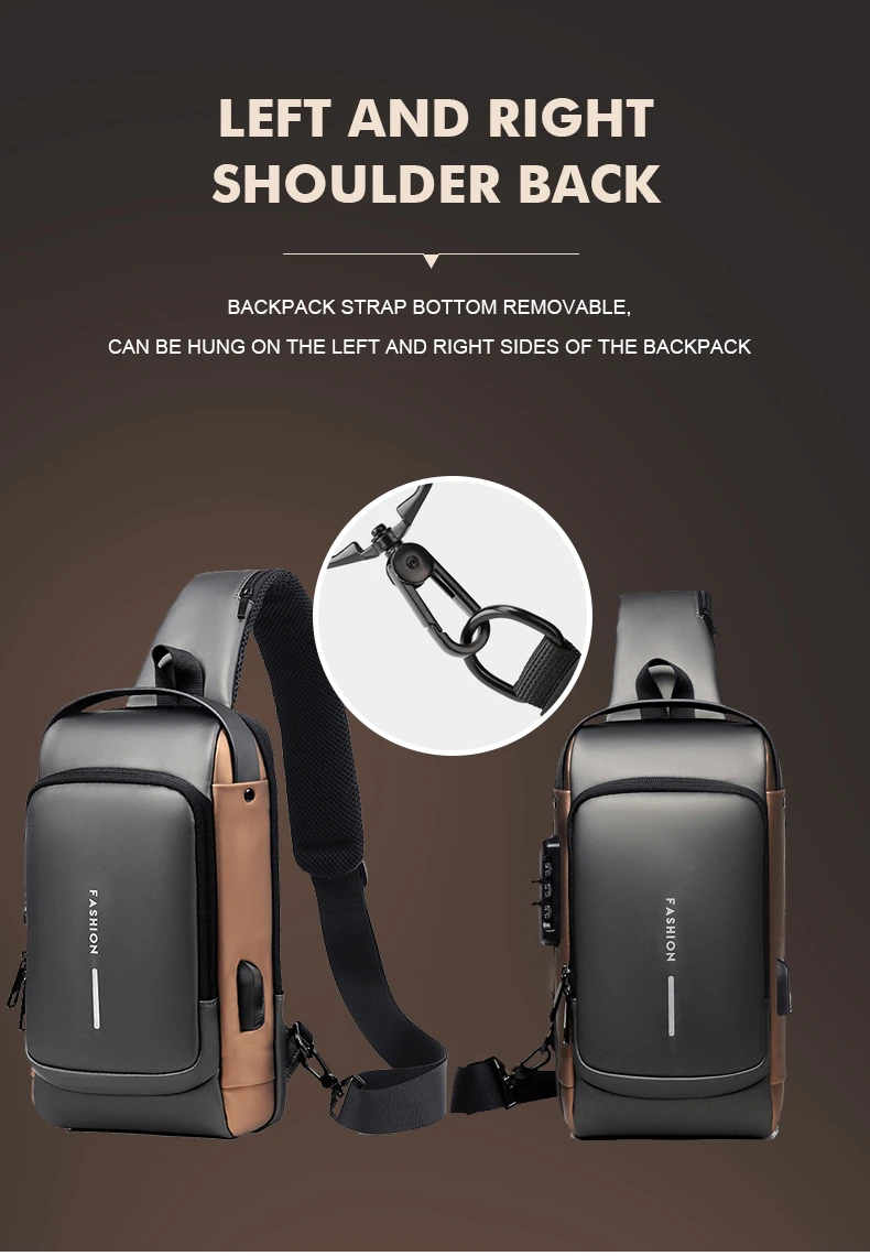 Generic Crossbody Chest Bag Anti-Theft USB Charging - image 6