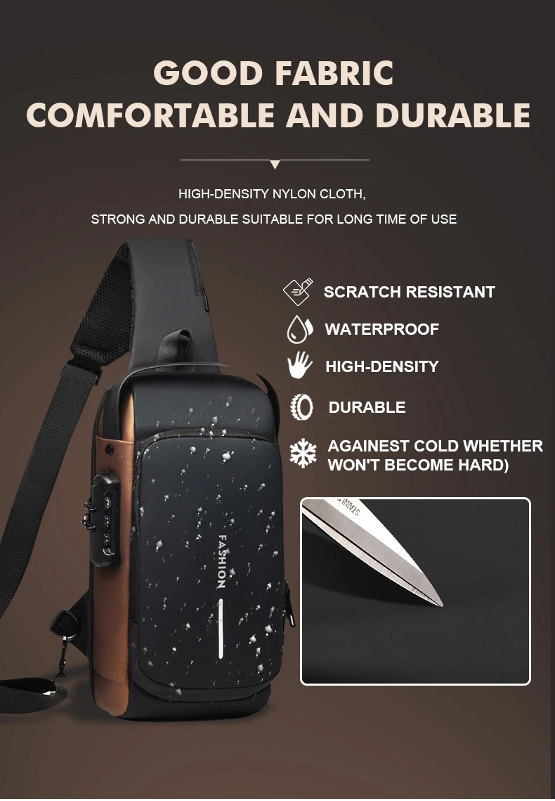 Generic Crossbody Chest Bag Anti-Theft USB Charging - image 8