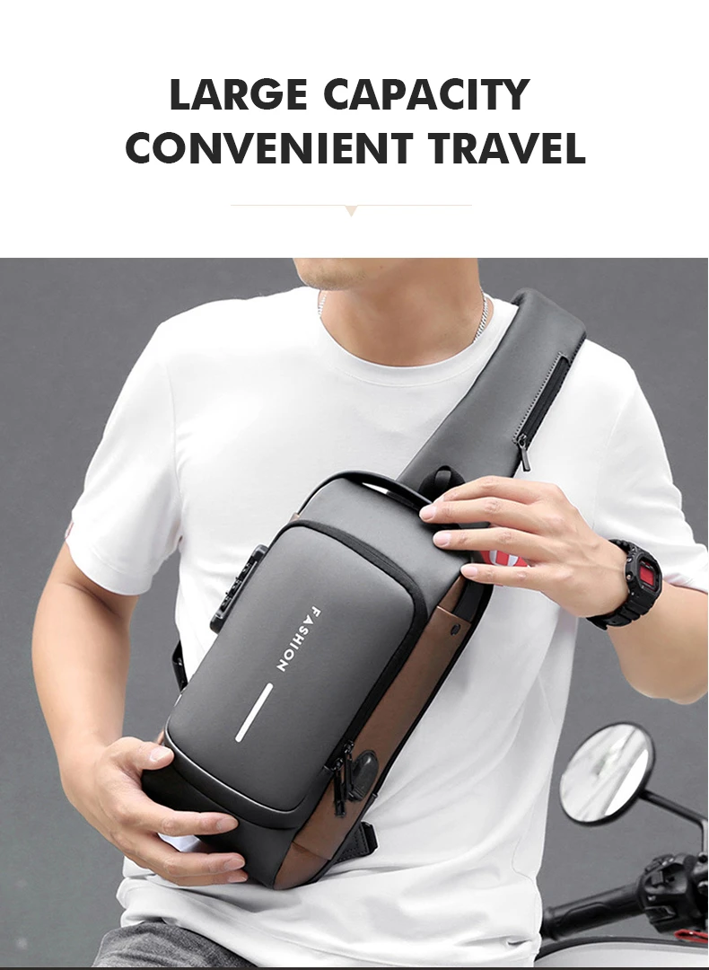 Generic Crossbody Chest Bag Anti-Theft USB Charging - image 9