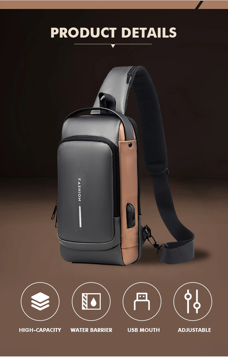 Generic Crossbody Chest Bag Anti-Theft USB Charging - image 11