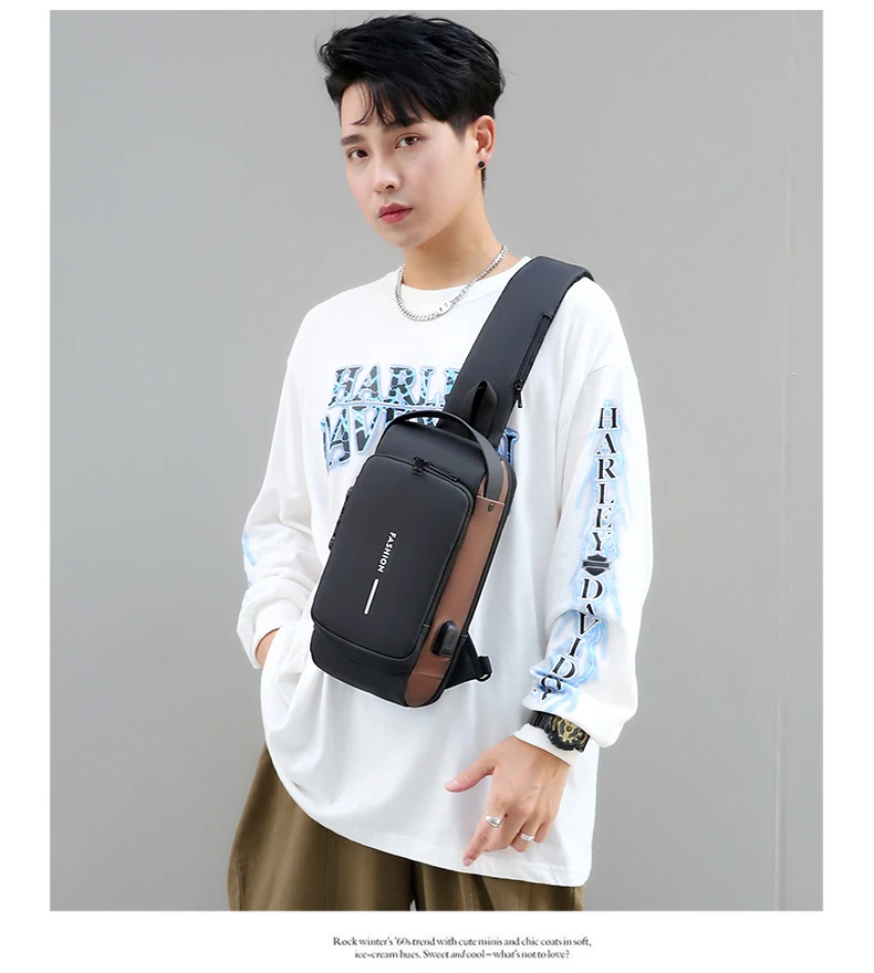 Generic Crossbody Chest Bag Anti-Theft USB Charging