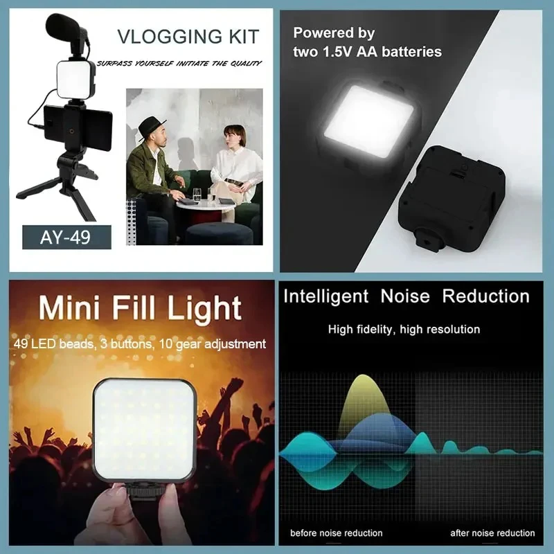 STTKGZD AY-49 Vlogging Kit with Tripod & LED Light - image 2