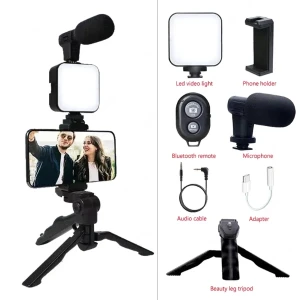 STTKGZD AY-49 Vlogging Kit with Tripod & LED Light
