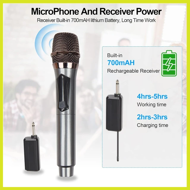 Generic Wireless Microphone Rechargeable Receiver UHF - image 3