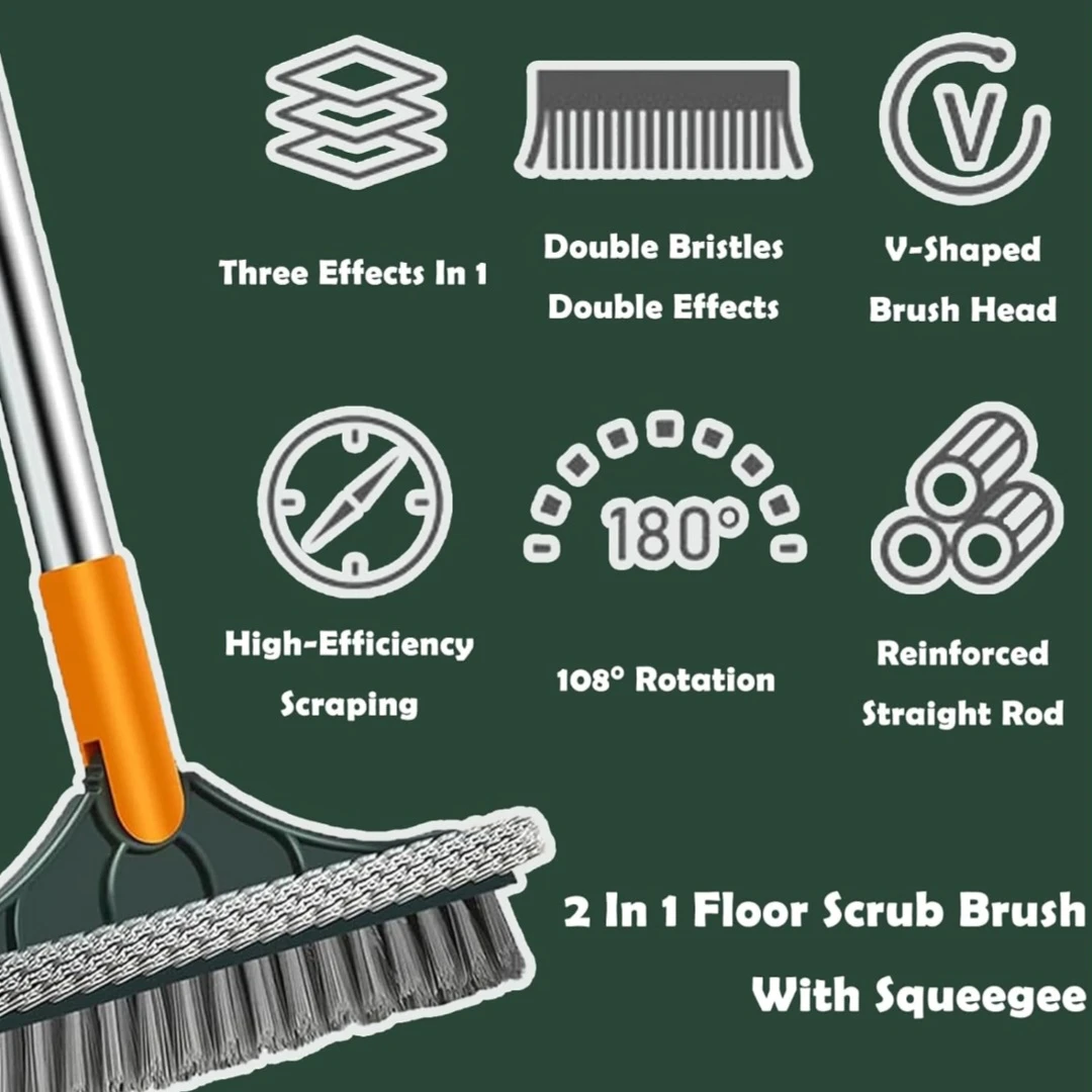 Bloame 3 in 1 Floor Scrub Brush with Squeegee, 120°Rotating - image 6