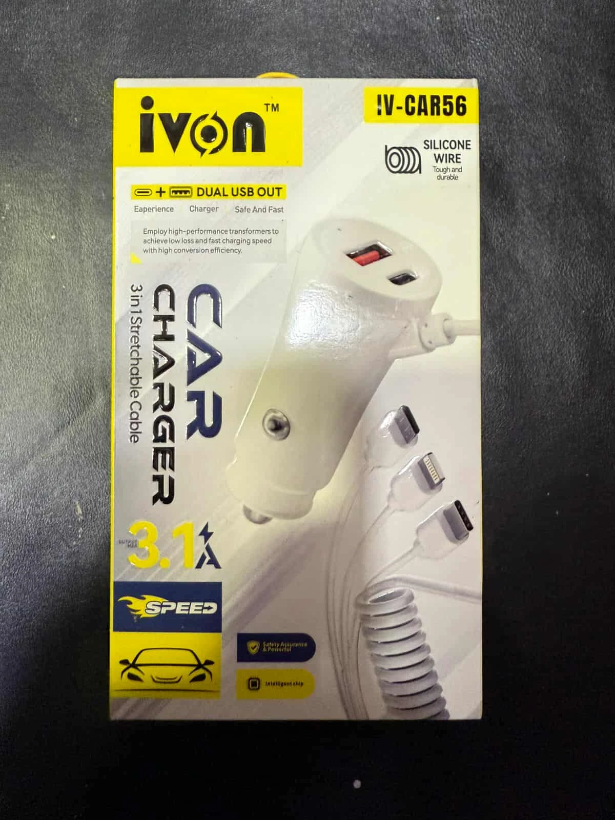 Ivon IV-CAR56 Dual USB 3-in-1 Car Charger