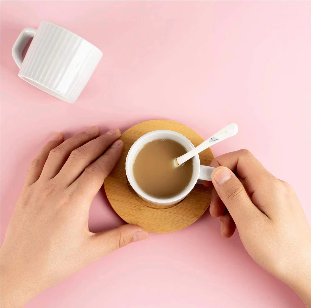 Generic Ceramic Mugs with Bamboo Saucers - image 4
