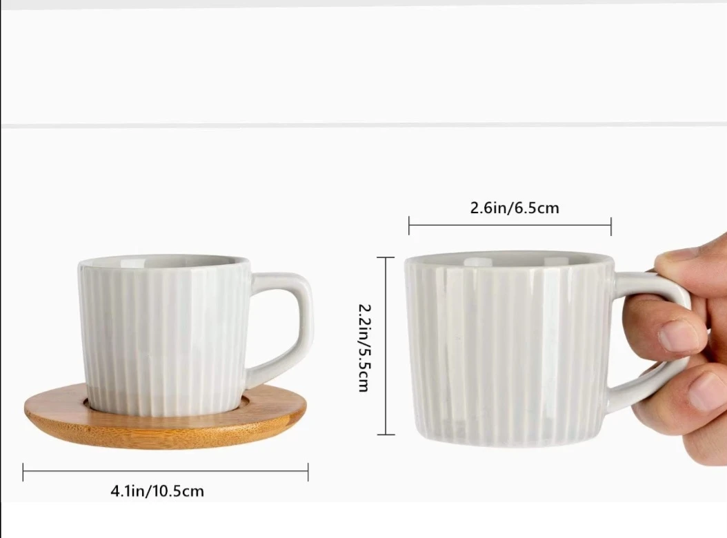 Generic Ceramic Mugs with Bamboo Saucers - image 5