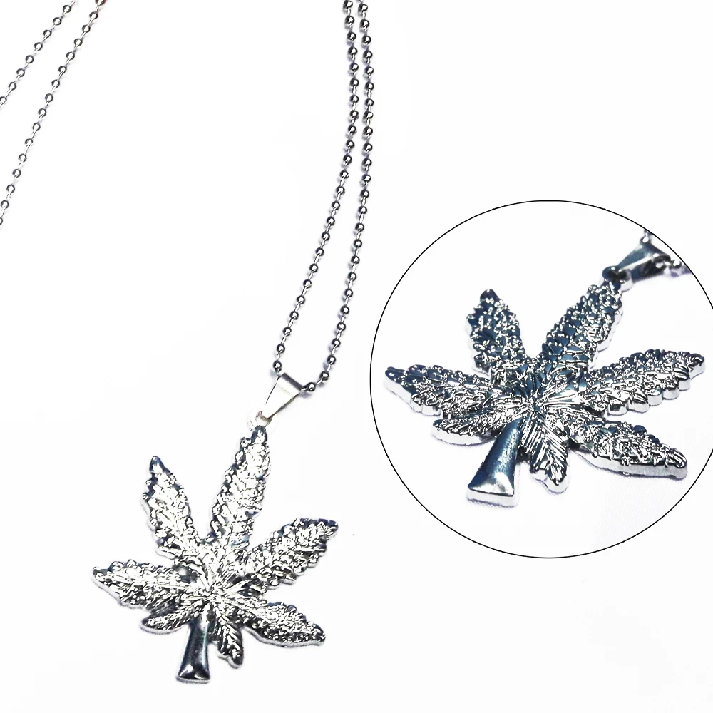 Generic Men's Leaf Pendant Silver Fashion Necklace