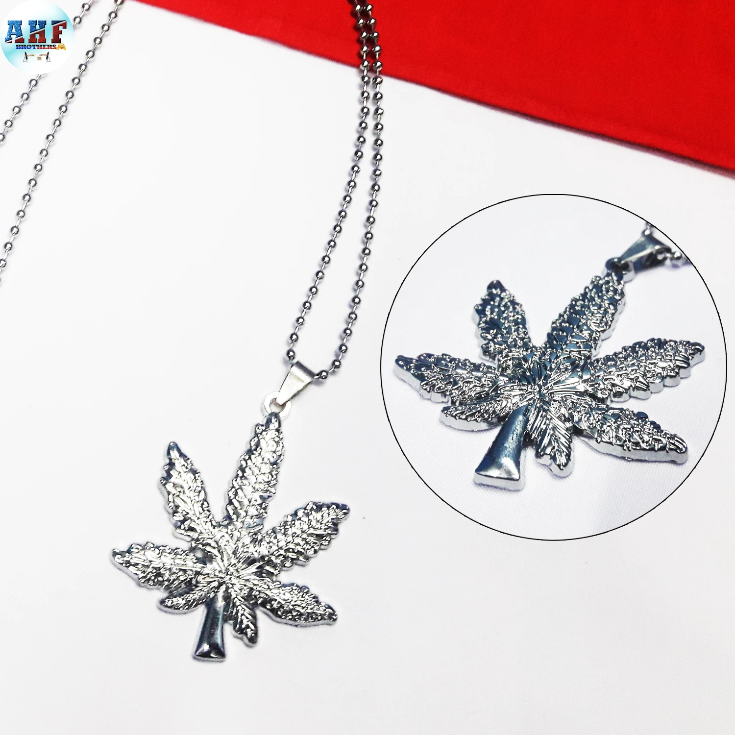 Generic Men's Leaf Pendant Silver Fashion Necklace - image 2