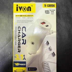 Ivon IV-CAR56 Dual USB 3-in-1 Car Charger