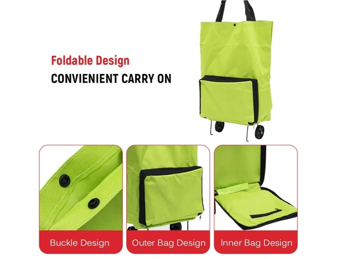 Generic Foldable Shopping Trolley Bag with Wheels - image 2
