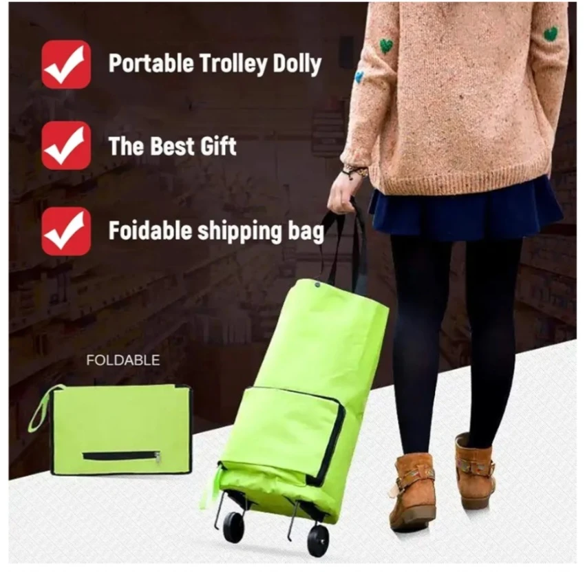 Generic Foldable Shopping Trolley Bag with Wheels - image 7