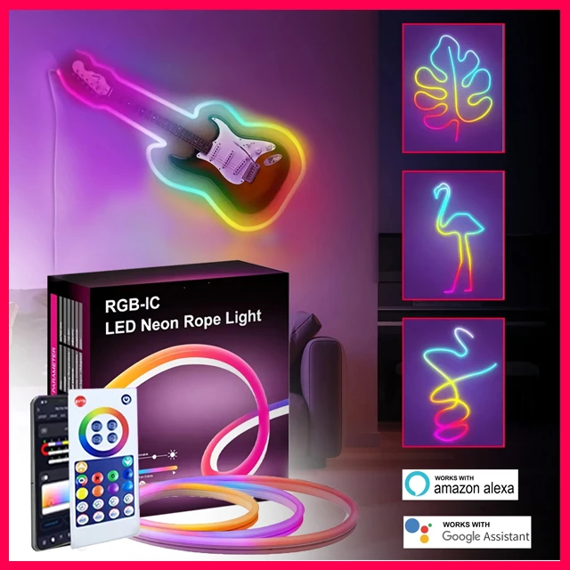 Generic 5M LED Neon Flex RGBIC USB Rope Lights - image 2