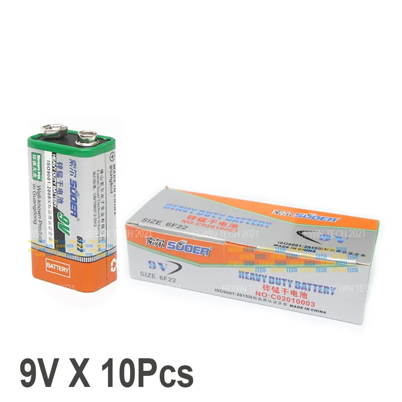 Suoer 9V Battery Original High-Quality Heavy Duty