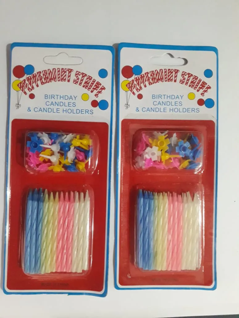 Generic Multicolor Happy Birthday Candle Set with Holders - image 2