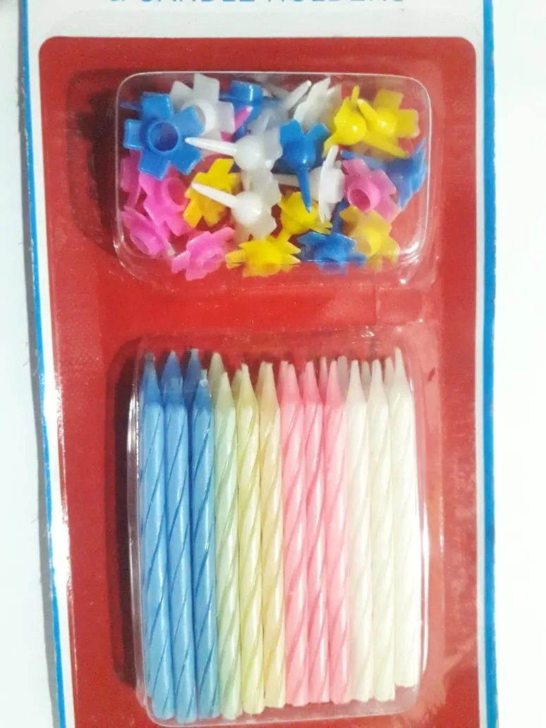Generic Multicolor Happy Birthday Candle Set with Holders - image 4