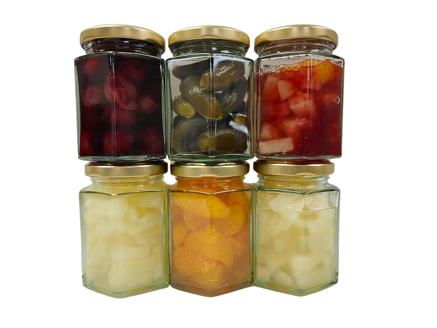 Meelana Hexagonal Jar with Gold Lid (300ml)