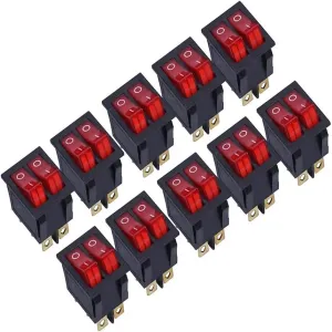 Generic KCD8-212N Red Button Rocker Switch