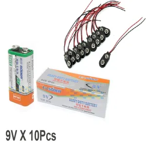 Suoer 9V Original High-Quality Battery With Clip 10PCS