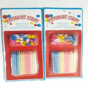 Generic Multicolor Happy Birthday Candle Set with Holders