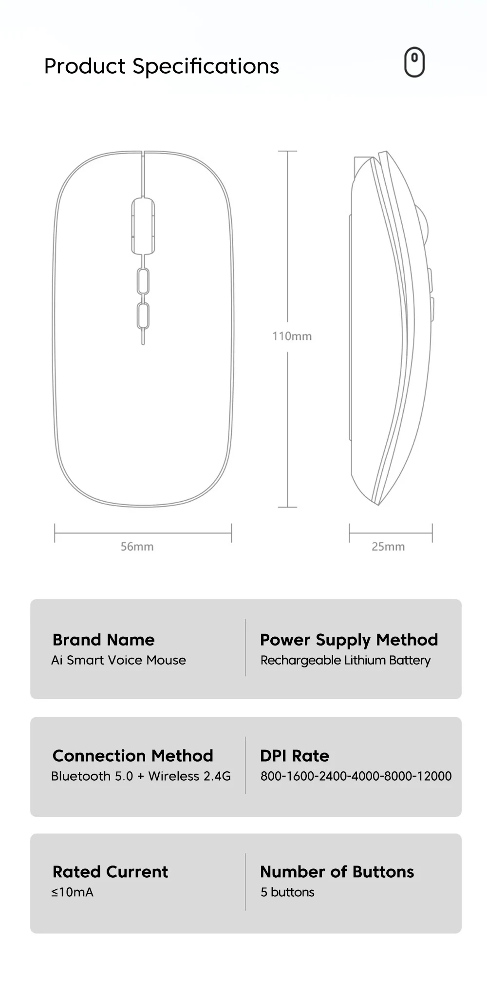 Xiaomi AI Voice Translation Mouse Wireless Dual-Mode - image 10