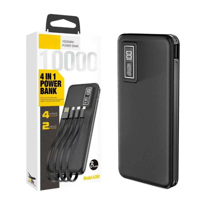 Aspor A300 10000mAh 4-in-1 Cable Power Bank